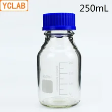 YCLAB 250 мл бутылка для реагента с винтом и голубой крышкой прозрачное стекло медицинская лаборатория химическое оборудование