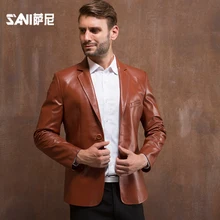 Akrasanee мужская осенне-зимняя одежда кожаная одежда из овчины мужская oдежда из натуральной кожи мужская кожаная деловая