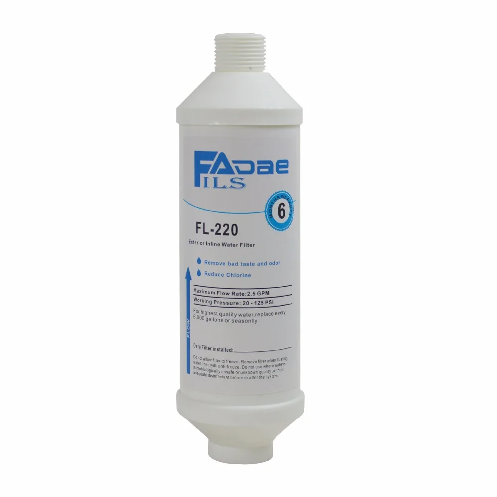 

Disposable Inline Hose Filter,9 inch Long x 2.5 in. Dia. ,life time: 6000gallons