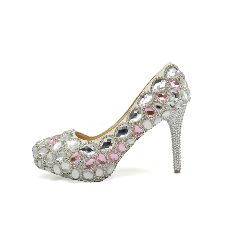 2018 Custom Made Wedding Reception Dress Shoes Silver With Pink 2018 Custom Made Wedding Reception Dress Shoes Silver With Pink Rhinestone Bride Party Woman Spring Gradation Prom Pumps In Women S From