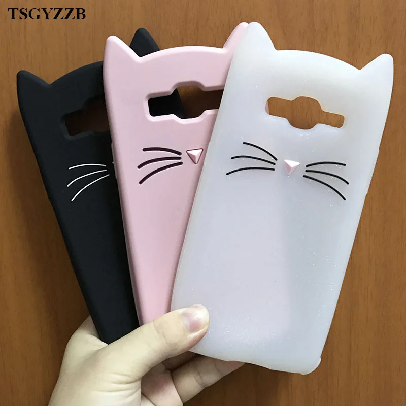 

3D Cute Cartoon Bearded Cat Ear Case For Samsung Galaxy S6 Edge Plus S7 S8 S9 Soft Back Cover For iphone X 8 7 6 Plus 5 5S 6S