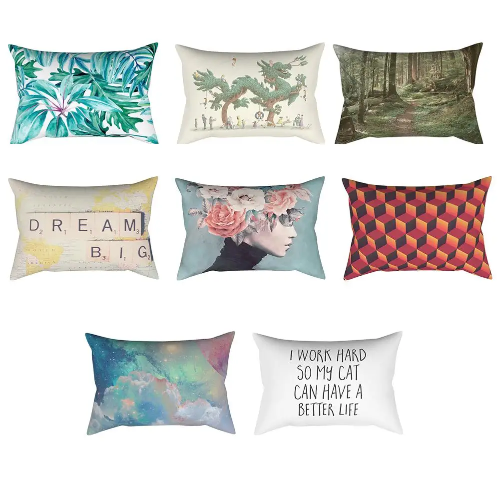 

30x50cm Fashion Dragon Letter Print Throw Waist Lumbar Pillow Case Cushion Cover