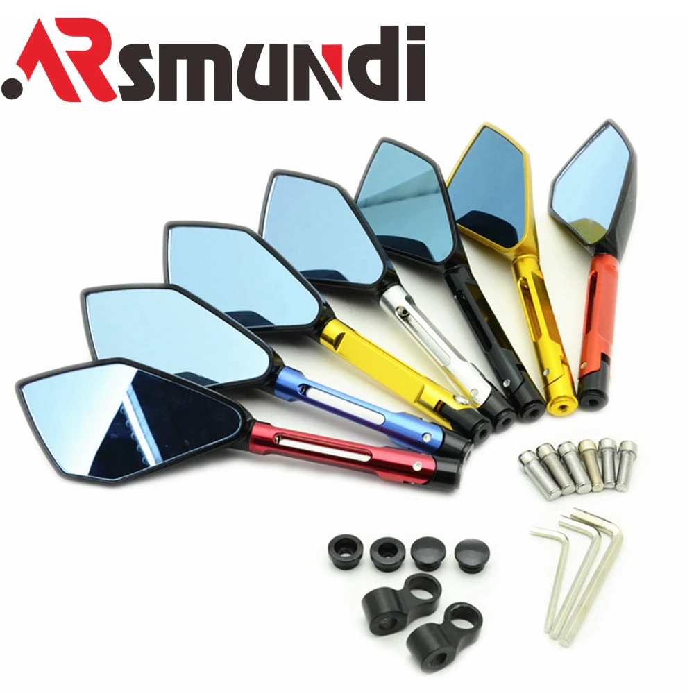 

Universal Aluminum Motorcycle Scooter Rearview Side Mirror For Kawasaki Honda Yamaha Suzuki Ducati KTM R1 R6 ZX CBR GSXR Z 750