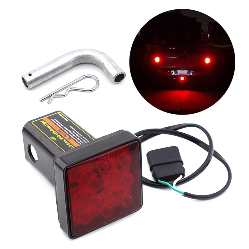 

12 LED Car Taillight Red Stop Brake Light for 12V Trailer Truck Towing Pickup with Hitch Receiver Cover