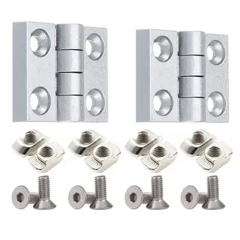 

2 Sets Aluminum Profile Hinge Install Kit,Door Frame Metal Hinge with Screws Nut for 2020 3030 Series Aluminum Extrusion Profile