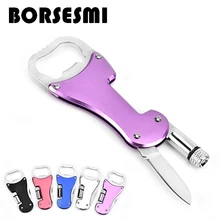 Горячая Распродажа Многофункциональный открывалка для бутылок пива карманный нож из нержавеющей стали с светодиодный свет Mini 3 в 1 брелок складные ножи