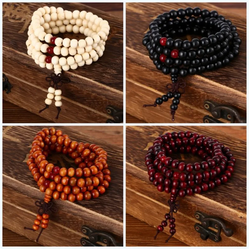 pulseras-108-beads-8mm-Natural-Sandalwood-Buddhist-Buddha-Wood-Prayer-Bead-Mala-Unisex-Men-bracelets-bangles