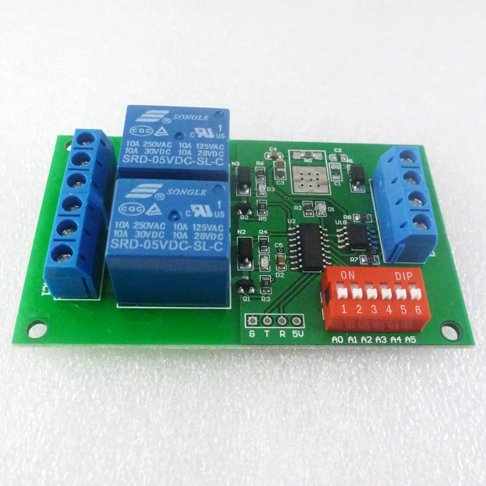 Реле Modbus RTU PLC 5 в пост. Тока/12 В/24 В 2 канала RS485 Модуль и черный пластиковый чехол