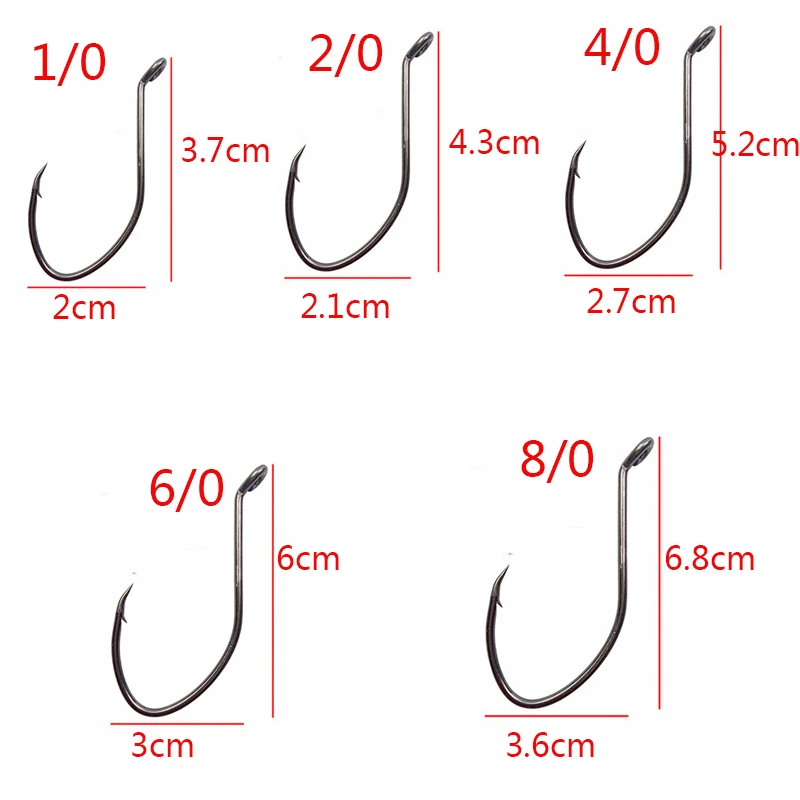 Легко ловить 50 шт. 8832 высокоуглеродистой стали рыболовные крючки черные офсетные широкий зазор приманка для ловли сома рыболовные крючки Размер 10#-8/0