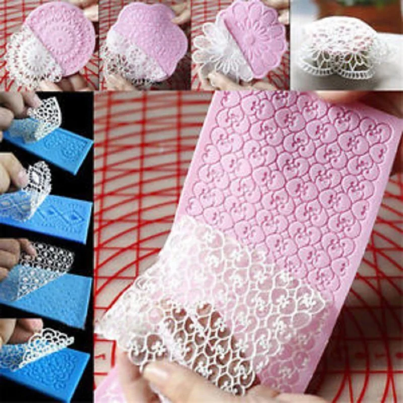 Linsbaywu Cake Border Decoration Silicone Mat Flower Pattern Sugar