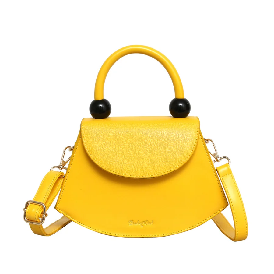

Retro Brand Semicircle Design Beads Horseshoe Bag For Women Handbag Purse Pu Leather Crossbody Bag Ladies Shoulder Messenger Bag