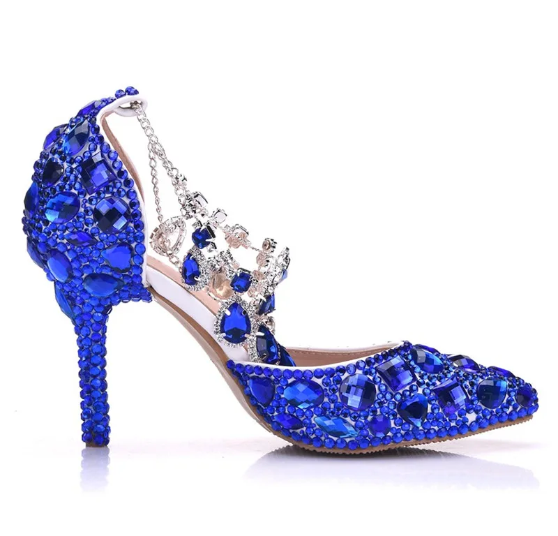 Zuoxiangru Sandalias Mujer Roma lavanda Con La El De Cristal Estilo Azul Zapatos Diamante Hebilla Más Tamaño Bling Correa blanco multiple oro Boda Punta Lujo PSq8rPw