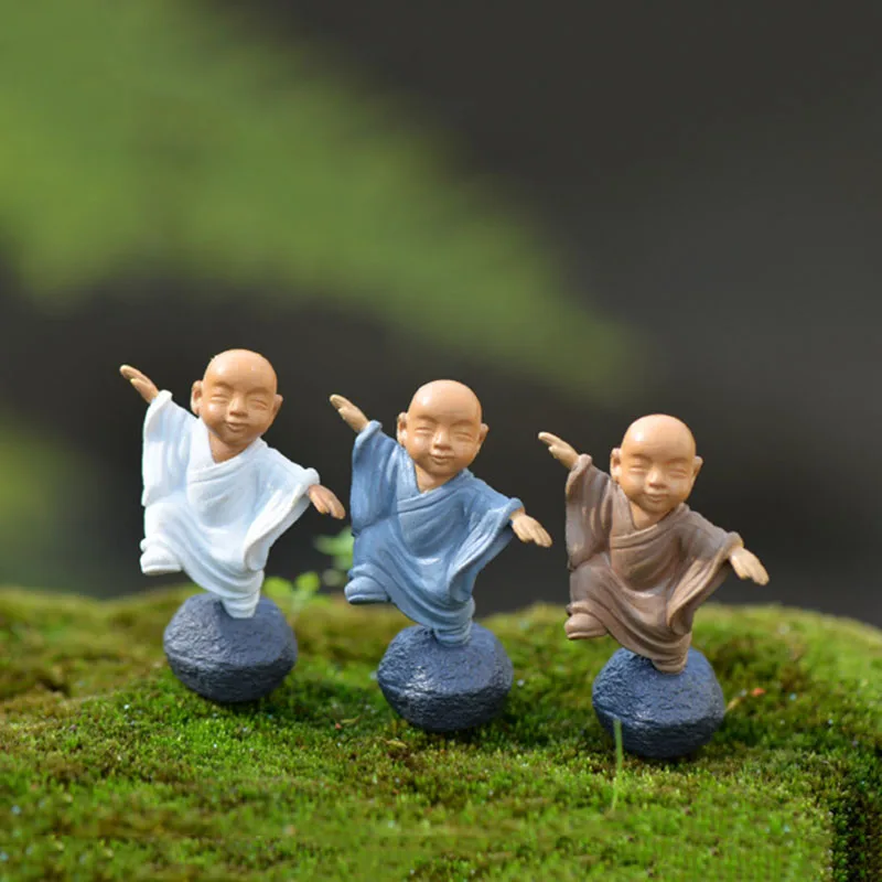 

Succulents 3Colors Microlandscape Decoration Proce High Quality Moss Little Monk Cartoon DIY 4Postures 4PCS/Set Home Decoration