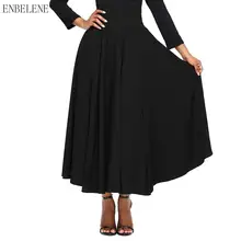 Хлопок плиссированные юбки женские сплошной черный красный высокая талия по щиколотку Longuette для женщин трапециевидной формы макси юбки дамы GJ062