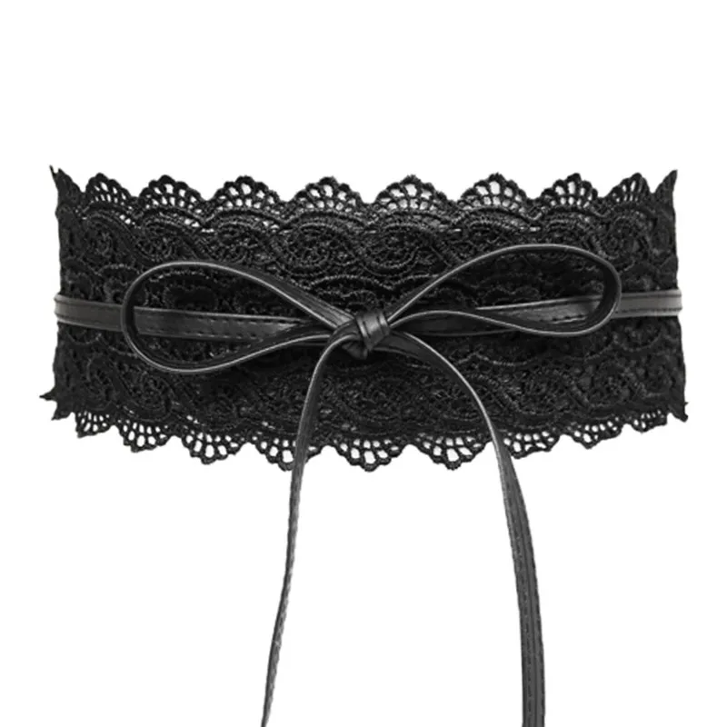 

Black Lace Wide Belts For Women Summer Faux Leather Elastic Waist Belts Cummerbund Ladies Corset Belts High Quality Harness