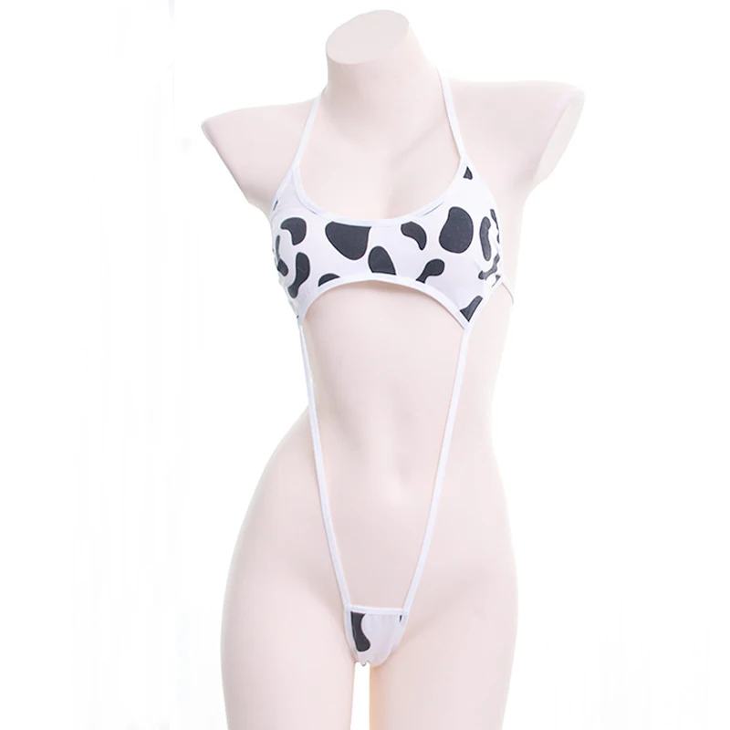

Japanese Sweet Lolita Sexy Cow Bikini Underwear Kawaii Backless Sleepwear Girl Woman bandage braces