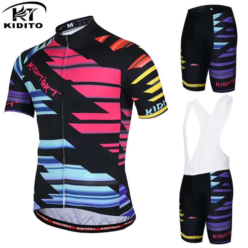 

KIDITOKT Cycling Jersey Set 2019 Summer Men Cycling Racing Bicycle Clothing Suit Quick Dry Mountain Bike Sportwears Suit