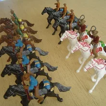 Твердые пластиковые фигурки игрушки/ солдат/специальные боевые костюмы/кукла-ковбой блок 12 лошадей+ 12 ковбоев