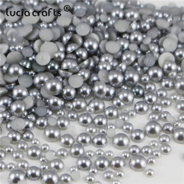Silver Lucia crafts, 3/4/5/6 мм разноцветный вариант из пластика ABS, имитация полукруглый плоский с оборота полукруглых искусственных жемчужин, 576 шт. F0417 - Цвет: Silver