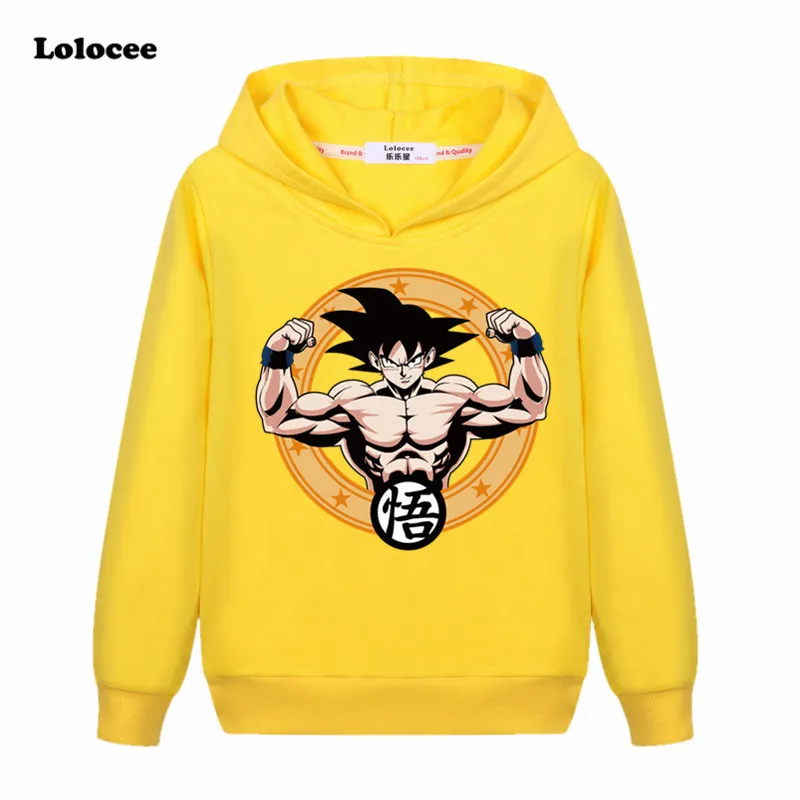 

3-14y Children Clothes Japan Son Goku Anime Dragon Ball Z Kids Hooded Sweatshirts Cartoon Super Saiyan Boys Girls T shirt Tees