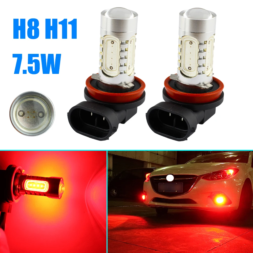 

Fit For Auto Accessories Fog Light Bulbs Lens Projector Driving Foglight Lamp LED Accessories H11 H8 12V 7.5W Trim Red Color