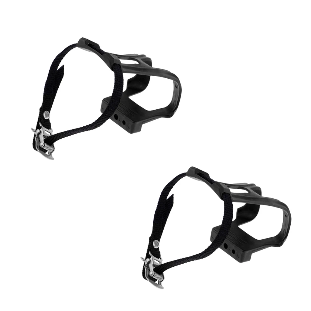 Black Cycling Road Bike Mountain Bicycle Toe Clips With Straps For Bike Pedal x4