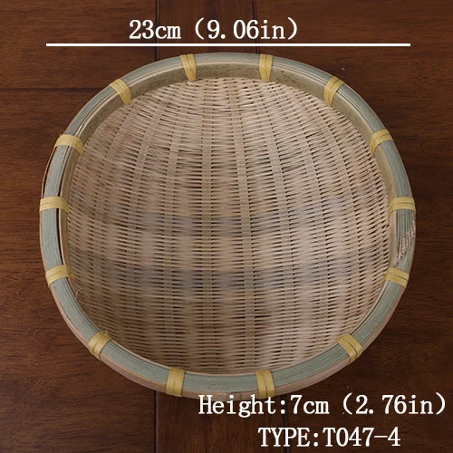 Бамбуковая ручная плетеная корзина для фруктов Круглая Большая столовая кухня для хранения пикника еды хлеба разное в форме небольшого цветка контейнер из волокна - Цвет: 23CM T0474