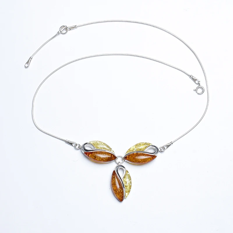 

JIUDUO Necklaces Natural Jasper Amber Green Pewter Wax Sterling Silver Necklace Pendant Authentic Fidelity