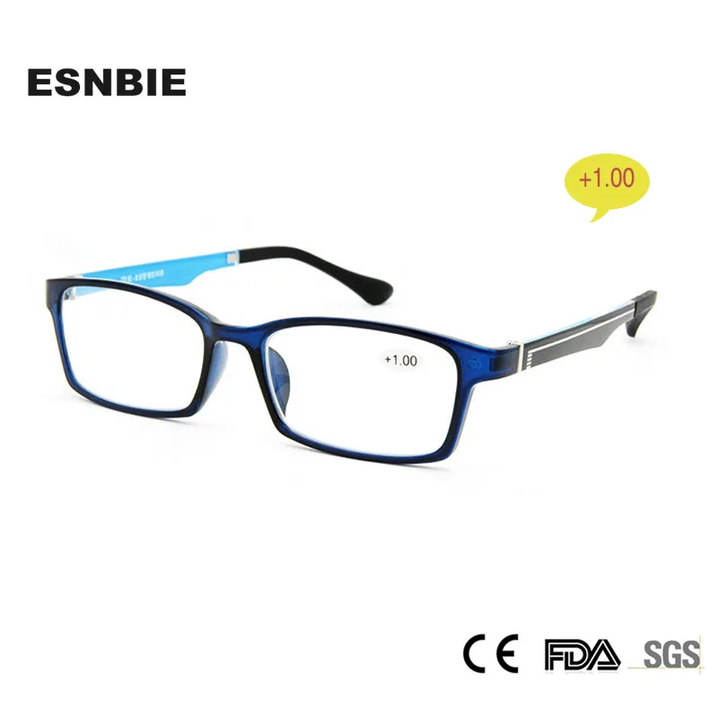 

ESNBIE Eyewear & Accessories Blue Color Reading Glasses Degree 1.00 Fashion Glasses TR90 Eyeglass Presbyopia Lens