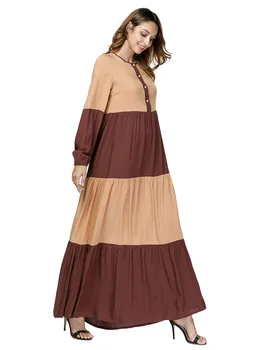 

Elegant Long Sleeve Maxi Dress Geometric Abaya Autumn Kimono Urban Long Robe Gowns Loose Muslim Jubah Ramadan Islamic Clothing