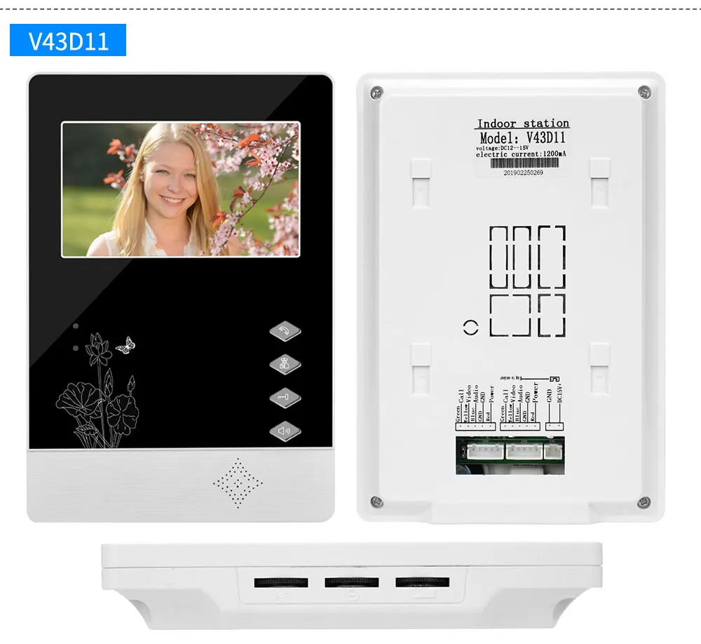 Porteiro para Casa Cor de Vídeo Polegada Tft-lcd Porta Telefone Campainha Intercom Sistema Monitor Interno Tela Vídeo 25 Ringtone Obo 4.3 13 Interfone com câmera