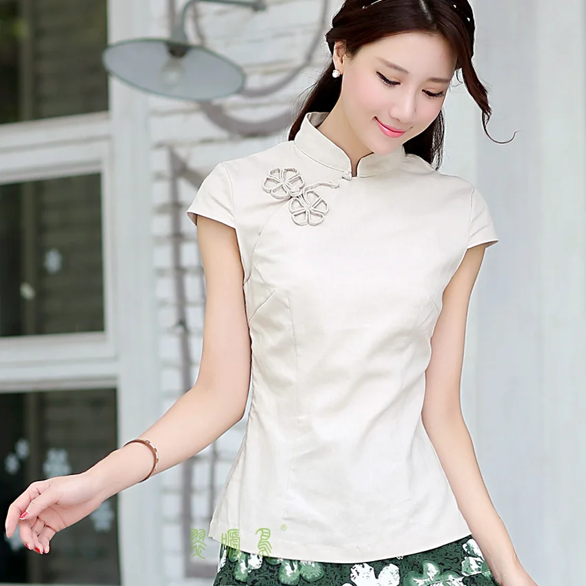 

Shanghai Story National chinese style top tradition chinese cheongsam top traditional Chinese Top Women's Linen blouse top
