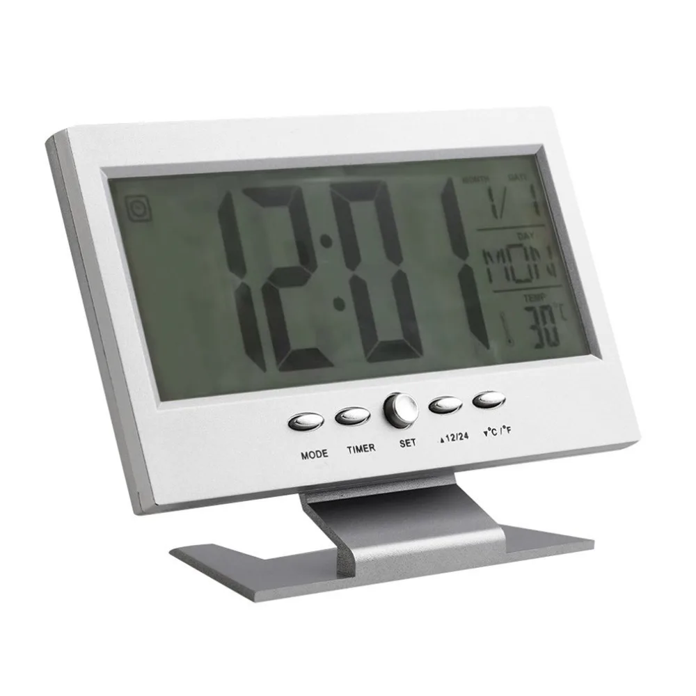 Голосовое управление Подсветка Будильник c ЖК-дисплеем монитор погоды календарь с термометром настольные часы