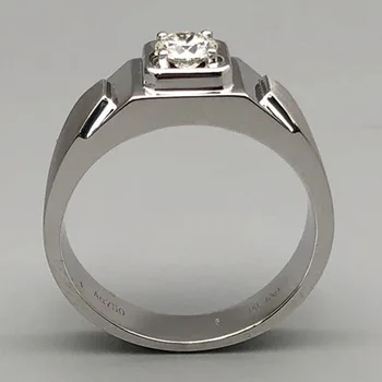 

Brand New 0.5 Carat 18K White Gold Moissanite Diamond Ring Classic Men Wedding Party Engagement Anniversary Ring 0.5 Ct