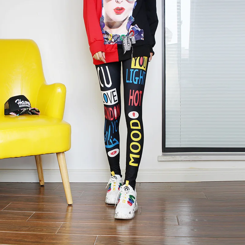 

Fashion Sexy Letters Steampunk Punk Pants Halloween Leggings Plus Size Gothic Thick Leggins Sexy Clothes Kawaii