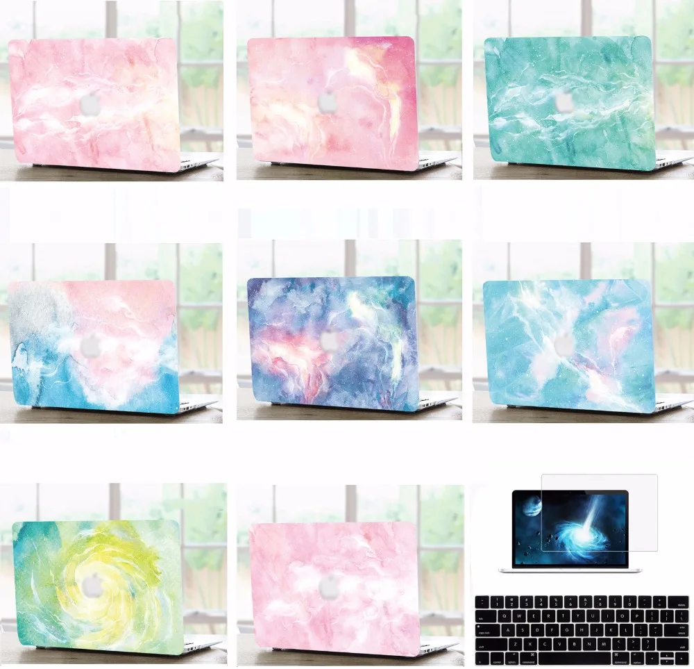 

Laptop Shell Case Keyboard Skin Cover Screen Film Protector Set For 11 12 13 15" inch Apple Macbook Air Pro Retina Touch Bar MAC