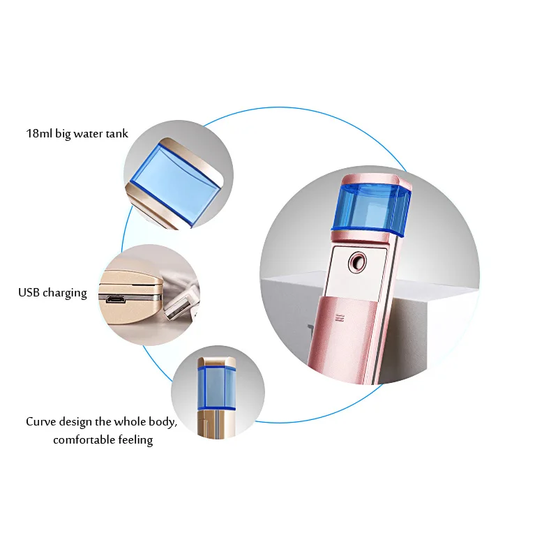 Nanoescala de Atomização de Pulverização de Água Extensão dos Cílios Hidro Mini Ultrasonic Fresco Rosto Beleza Nano Névoa Facial Steamer Spa Usb 4 Beleza e saúde