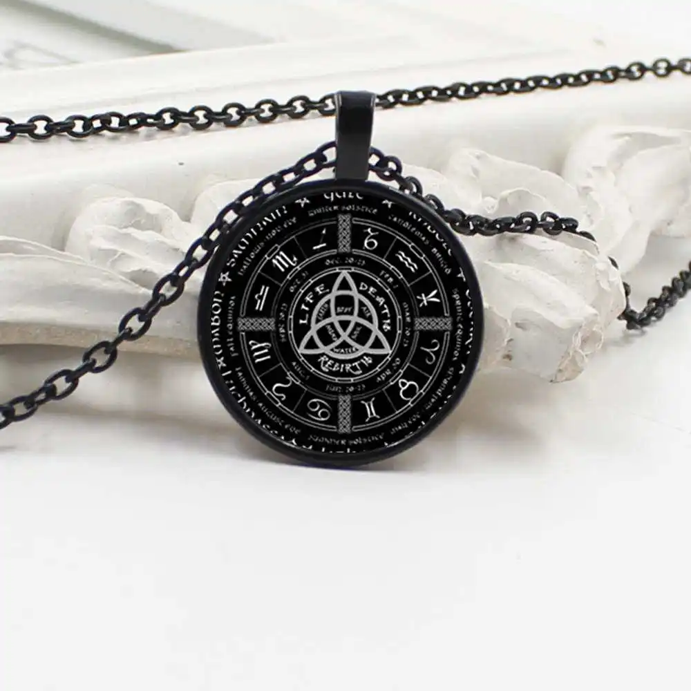 

2019 new twelve constellation five-pointed star witchcraft pagan charm fashion glass sweater necklace jewelry
