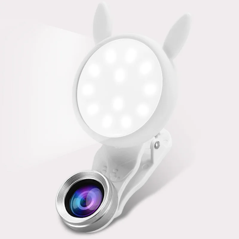 Круг девушка живое видео Кролик Кот уха селфи кольцо светодиодный светильник макрообъектив Портативный мобильный судорога владельца смартфона Камера Свет Стенд