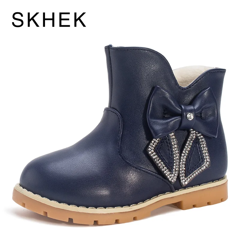 

SKHEK Girl Boys Kids Boots Rain Winter Girl Shoes Baby Winter Kids Shoes For Leather Non-Slip Warm ashion Trend Of Boots A3356