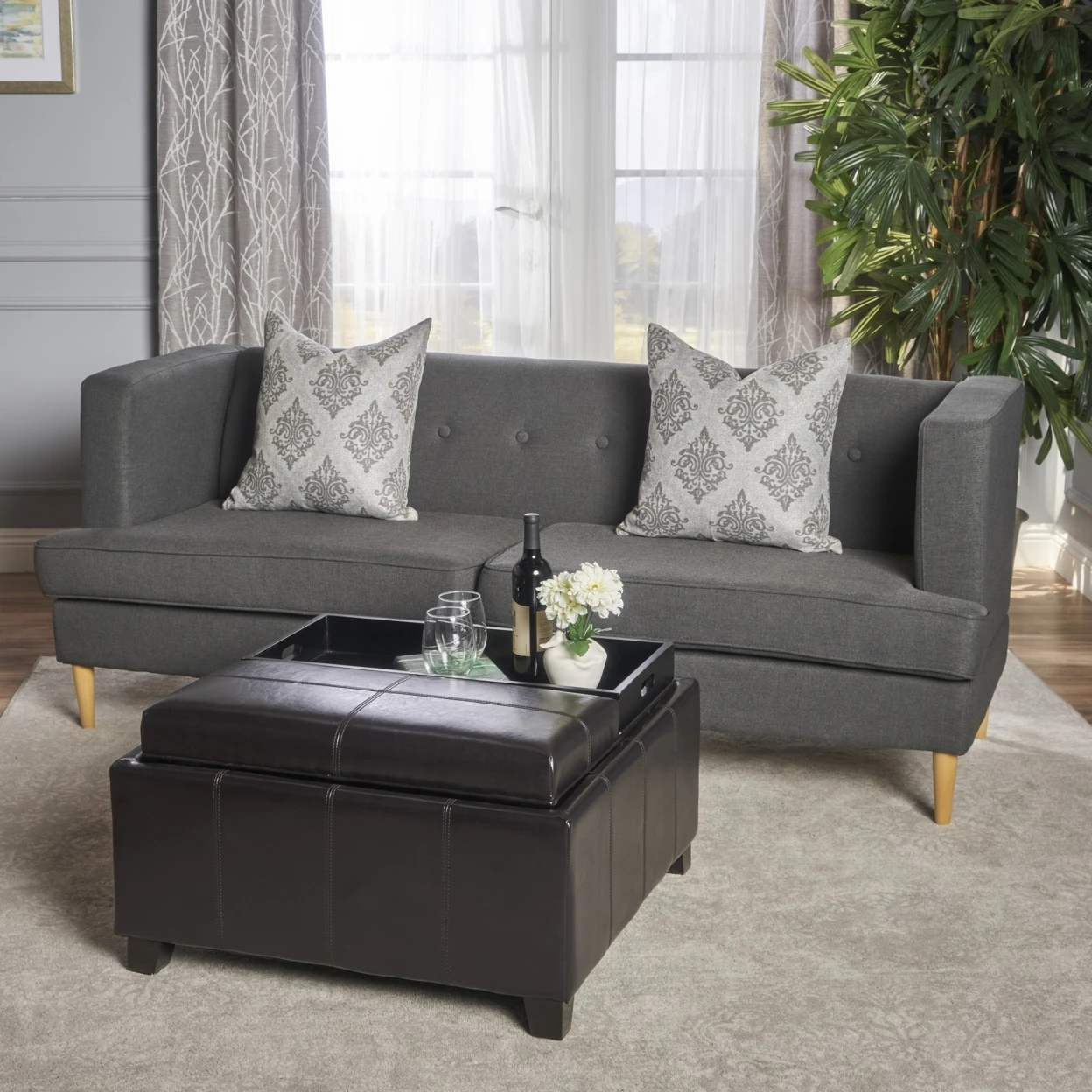 

Mason Mid Century Modern Fabric Sofa