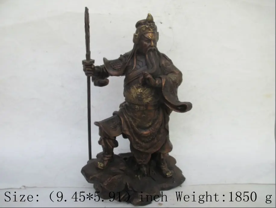 

Gold-plated copper dragon three kingdoms guan gong in China Sword god statue