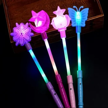 

Flashing Light Up Sticks Magic LED Wands Batons DJ Fairytale princess Costume Costume Glow Star Crown Buttery Moon Wand gift