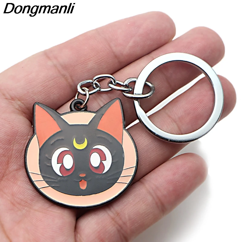 

P3793 Dongmanli Anime Sailor Moon Cat Key Holder Cute Enamel Metal Pendant Car Keychain For Key Rings Gifts