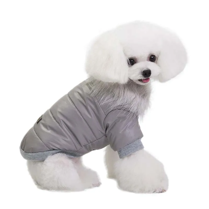 5 размеров, теплое пальто для собак, зимняя одежда для домашних животных, куртка с меховым воротником, верхняя одежда для маленьких и маленьких собак, йоркширский терьер, чихуахуа, бульдог