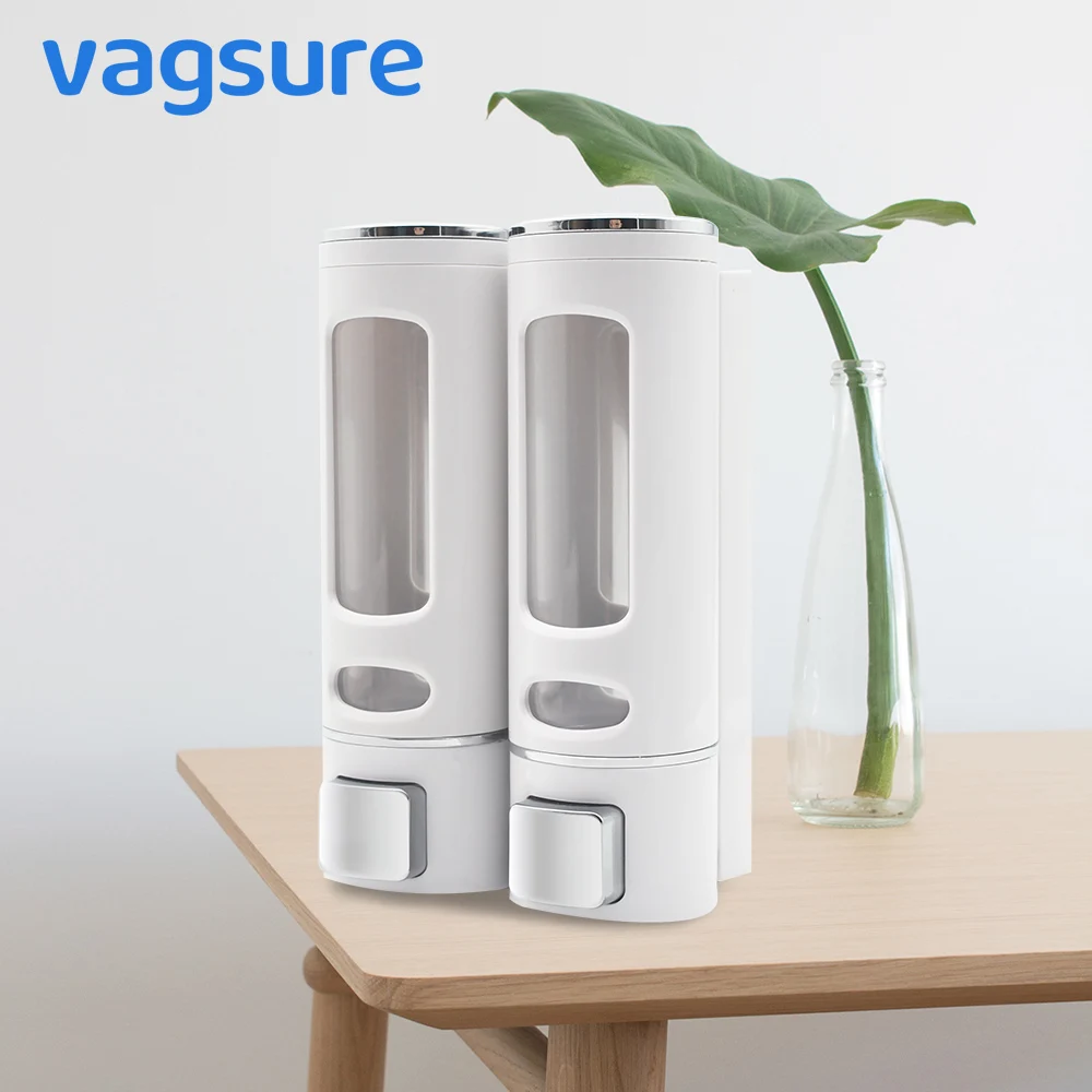 

Visible Quality ABS Wall Mounted High Capacity 400ml/Bottle Shampoo Liquid Soap Dispenser For Bathroom Shower Bath Accessories