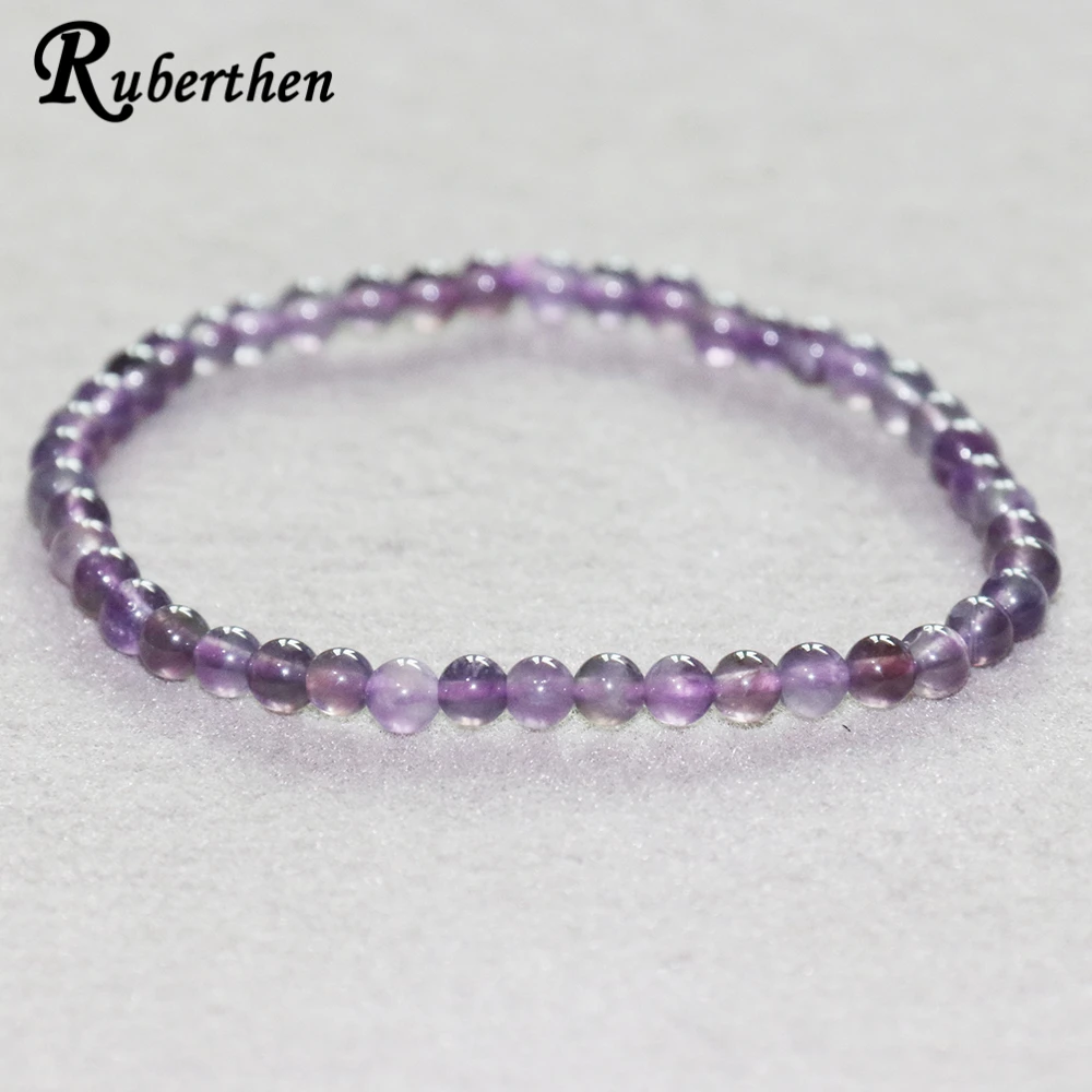 Ruberthen Amethys t браслет 4 мм браслет из пурпурных кристаллов мини драгоценный камень Энергетический Браслет