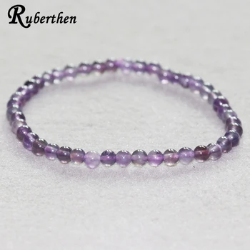 

Ruberthen Amethys t Bracelet 4 mm Purple Crystal Bracelet Mini Gem Stone Energy Bracelet
