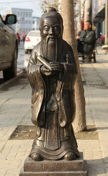 

USPS to USA S2193 29" Old Larger Famous Chinese Bronze Folk Confucius Confucian ideologist Statue
