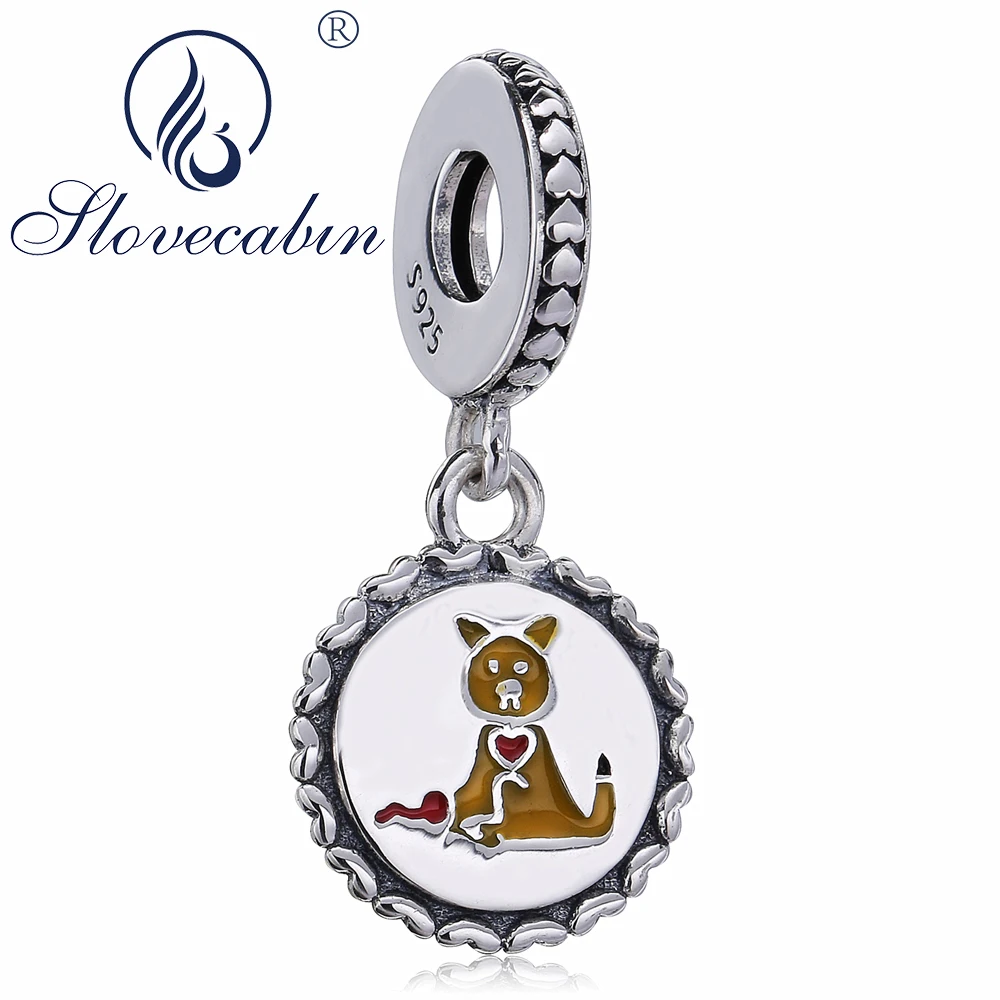 

Slovecabin Original Sterling Silver 925 Cat Pendant Charms Vintage Crystal Dangle Beads For Jewelry Making Women Christmas Gift